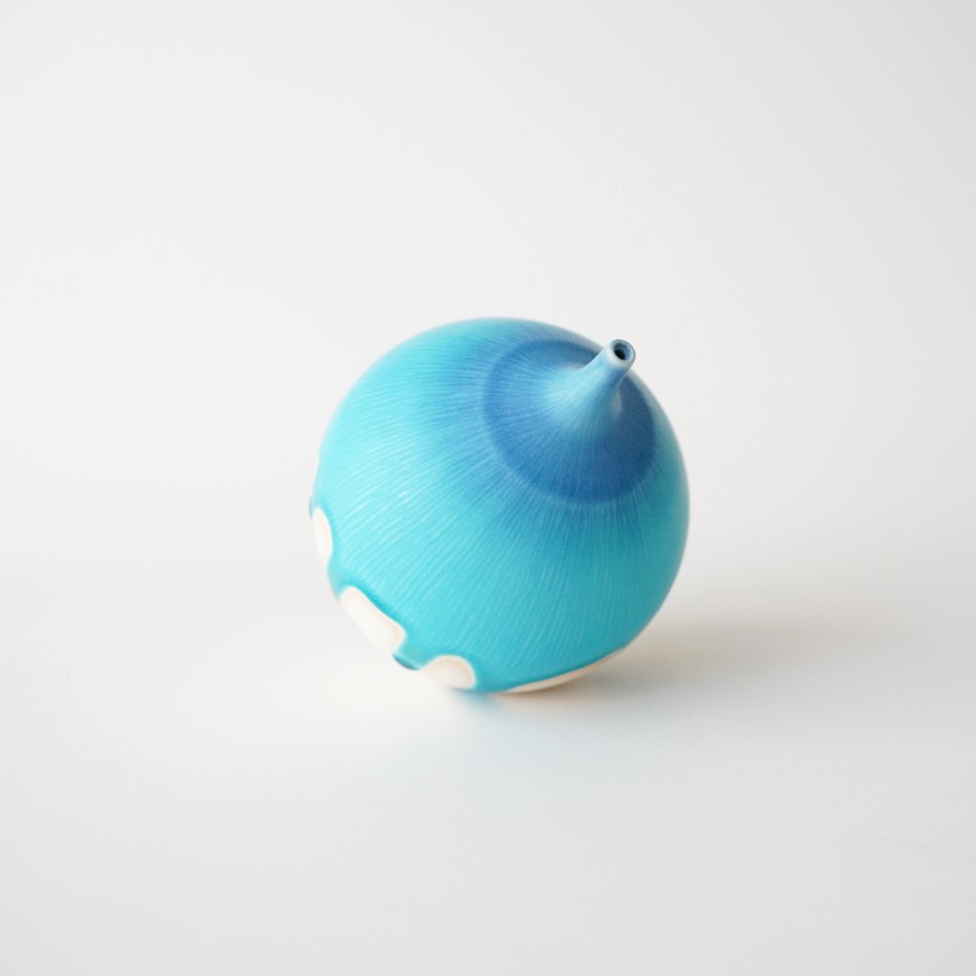 和田山真央・飾り花器 (藍流しトルコブルー) Mサイズ | 黄魚オンライン