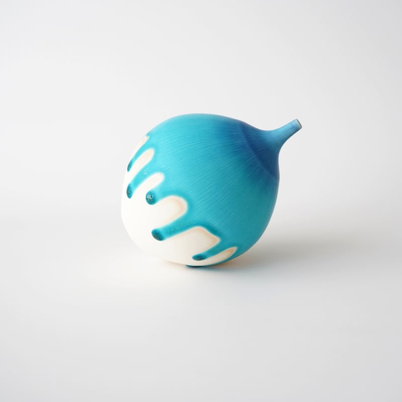 和田山真央・飾り花器 (藍流しトルコブルー) Mサイズ | 黄魚オンライン