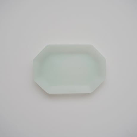 藤本咲・オーバル 長方八角皿 /グリーン
