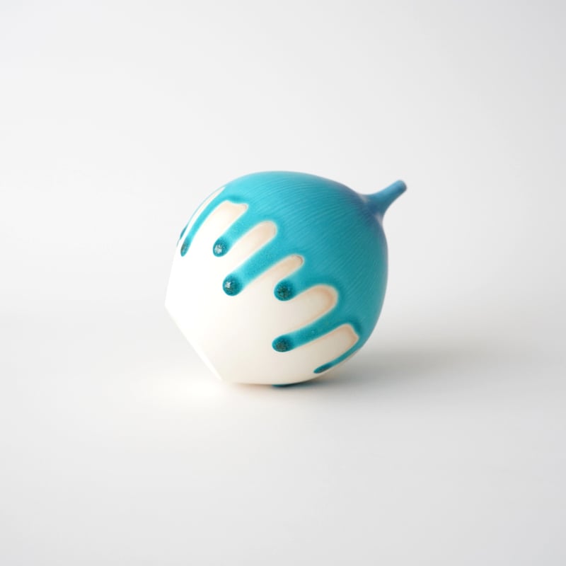 和田山真央・飾り花器 (藍流しトルコブルー) Mサイズ | 黄魚オンライン