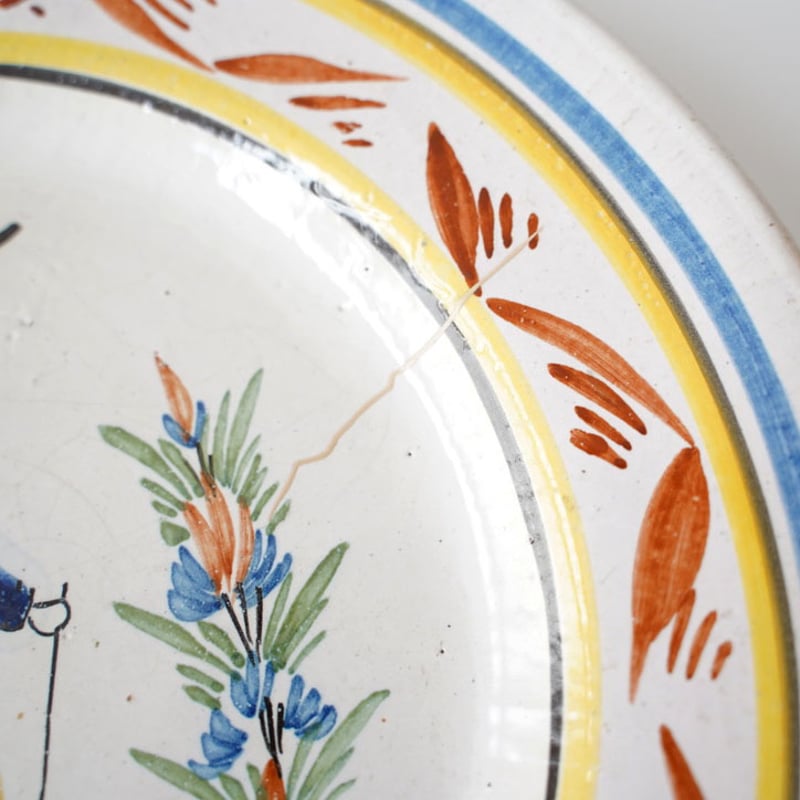 フランス・アンティーク・カンペール焼き（白漆継ぎ） | 黄魚