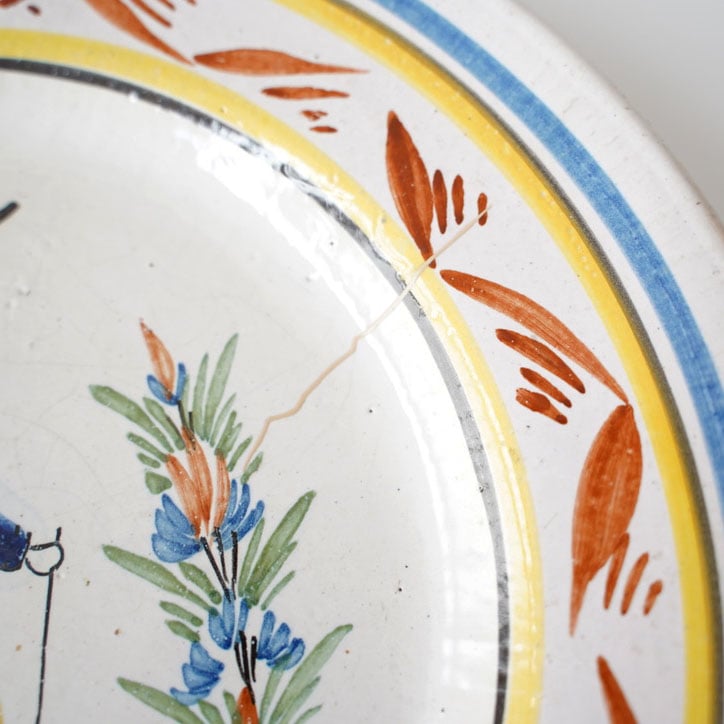 フランス・アンティーク・カンペール焼き（白漆継ぎ） | 黄魚