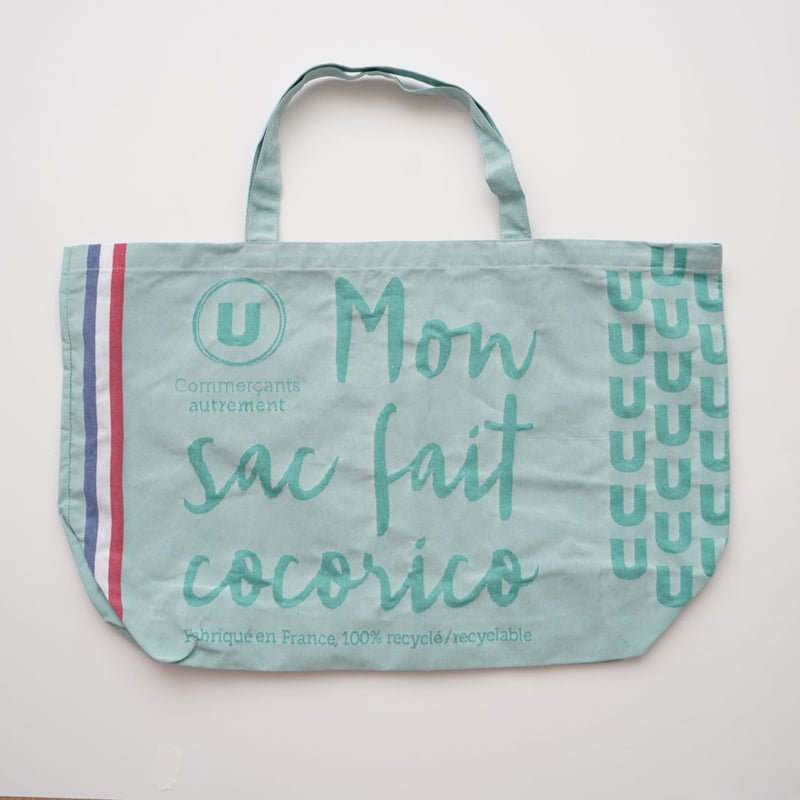 フランスのスーパーのエコバッグ/ブルー(エメラルドグリーン) | 黄魚