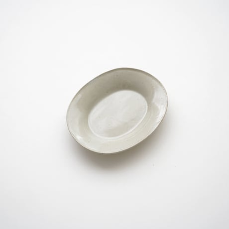 今井律湖・楕円小皿（白）