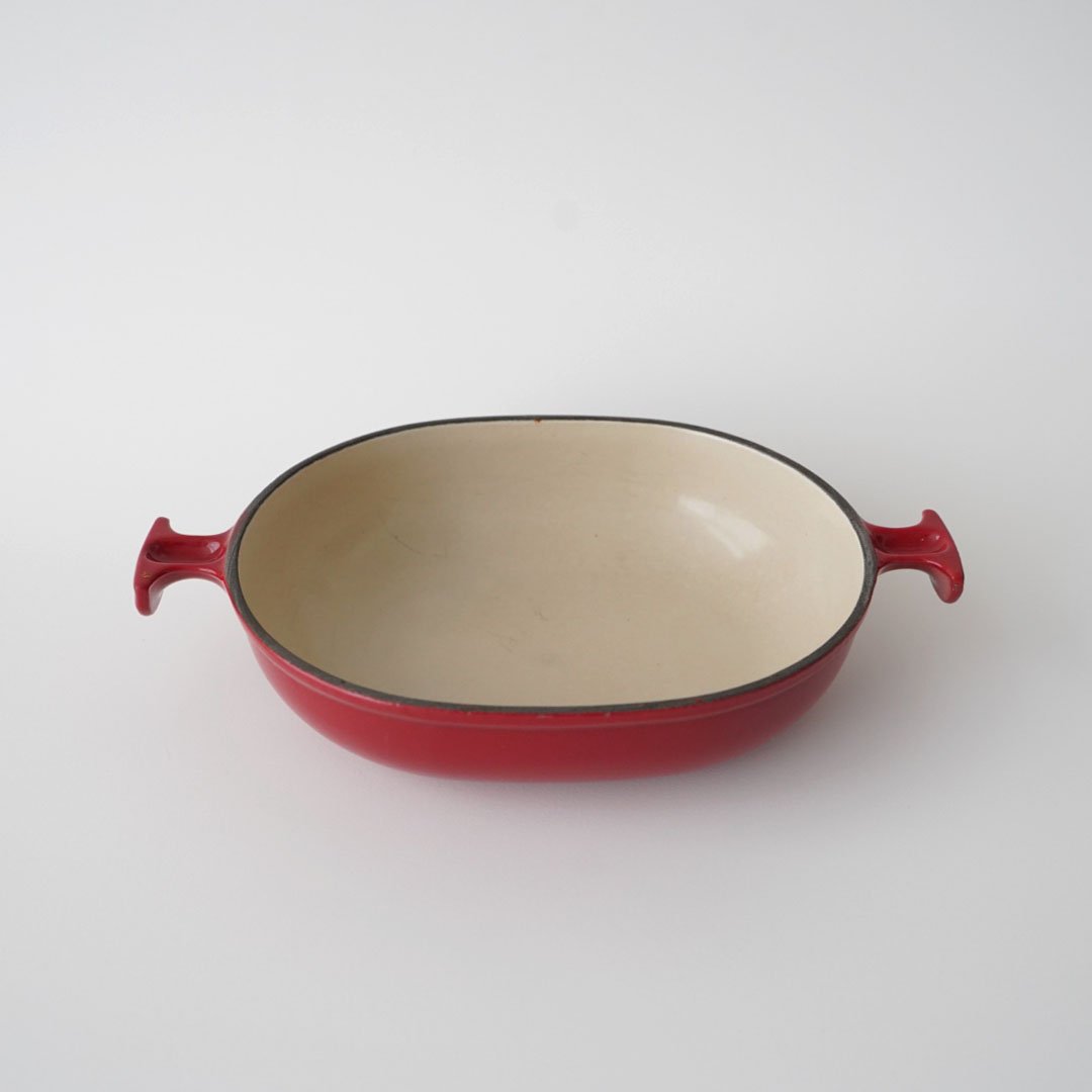 【未使用・希少】ルクルーゼ ママ／エンゾマリ ヴィンテージ 鍋 25cm レッド ヴィンテージ ルクルーゼ ホーロー鋳物片手鍋