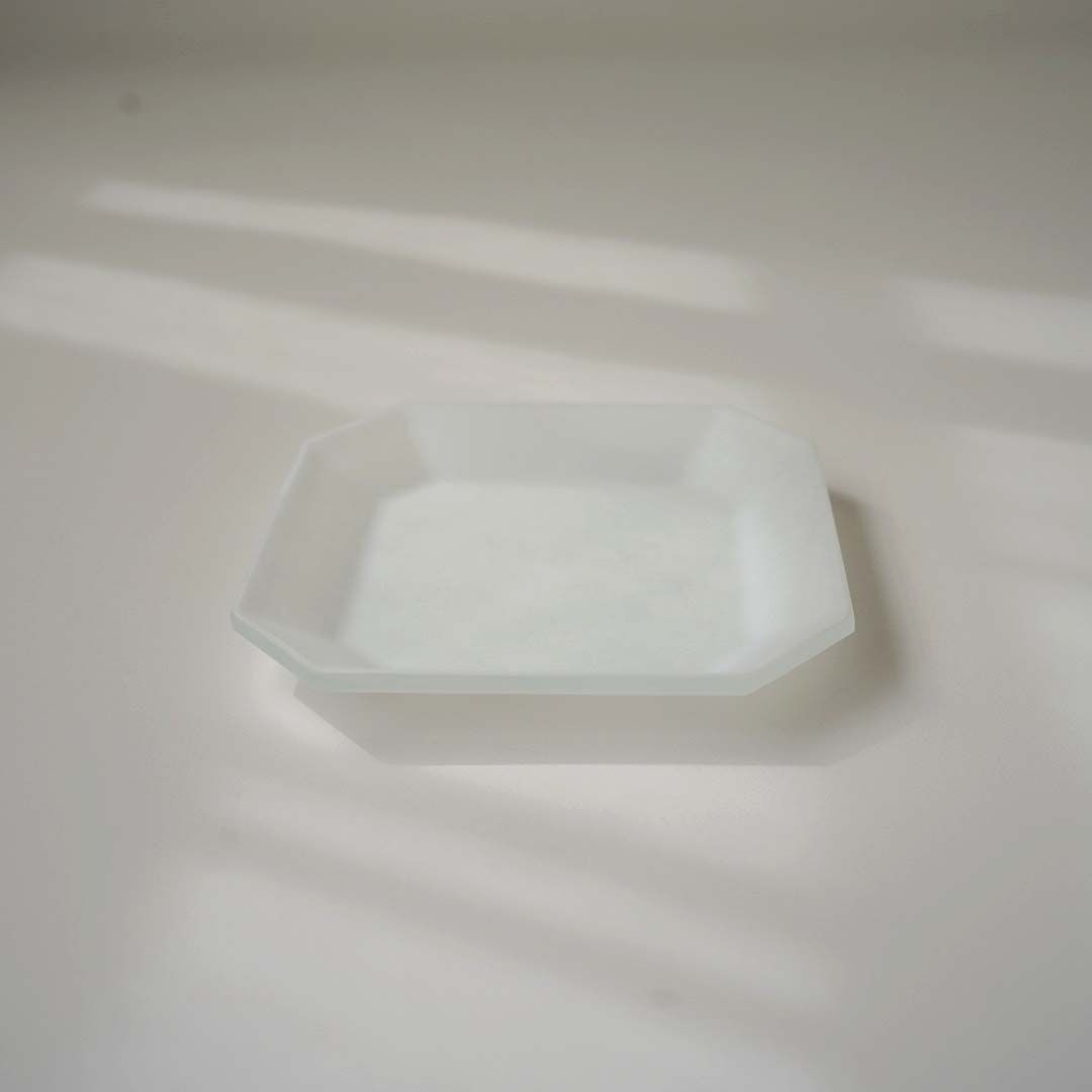 藤本咲 乳白パッチワークガラス皿 10枚 藤本咲・八角皿 / 白 | 黄