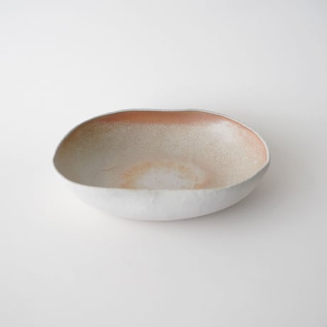 渡辺隆之・薪窯 / だ円皿 ・白①