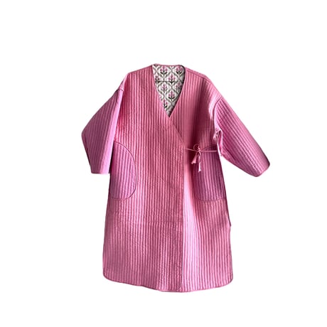 キルティングロングコート（pink/flower）