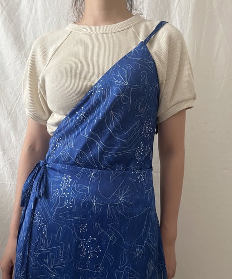 "blue chirping" kassen one shoulder wrapped skirt