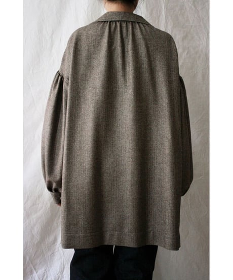 Herringbone wool volume sleeve jacket (mocha brown)