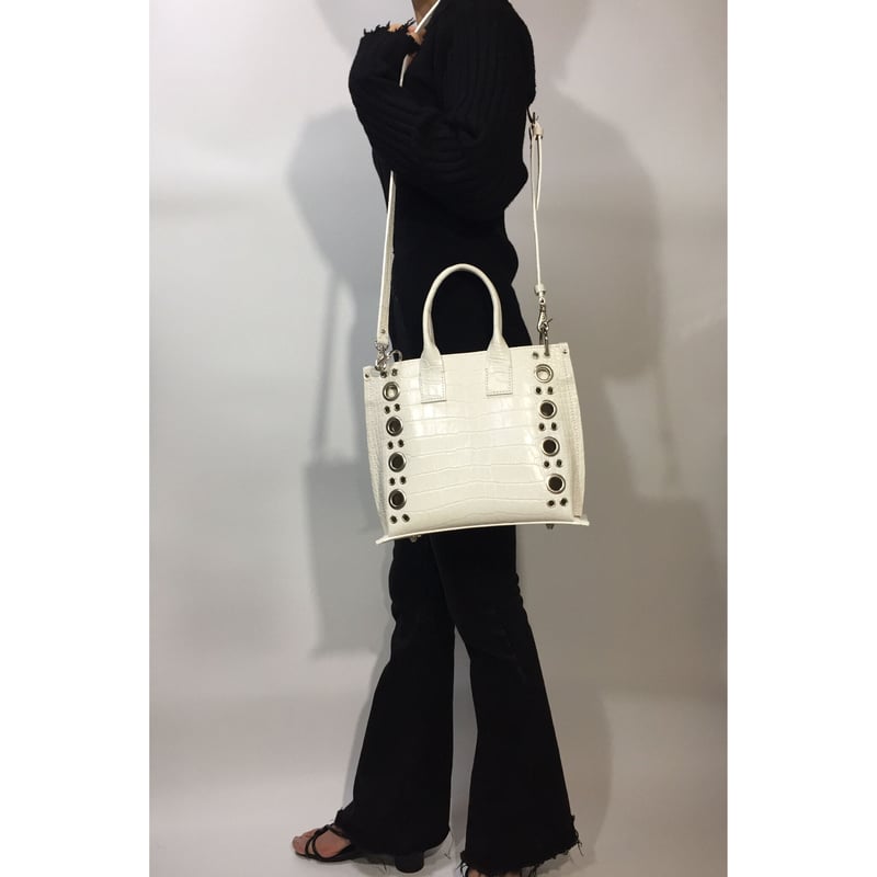 ハトメトートバッグ／2wayショルダーバッグ【White】 | HARTZZ