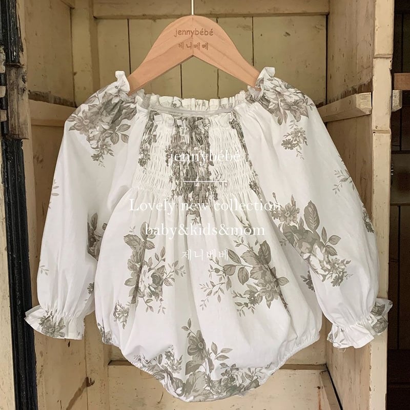 jennybebe 姉妹お揃いlarge dark tone flowerロンパースorワンピ...
