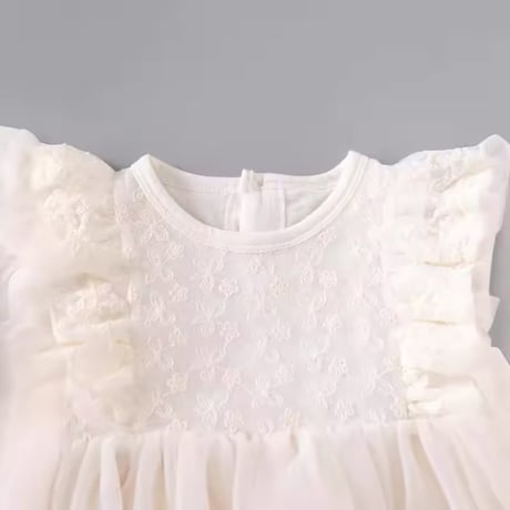 ショルダーダブルフリルcreamチュールドレス(790)