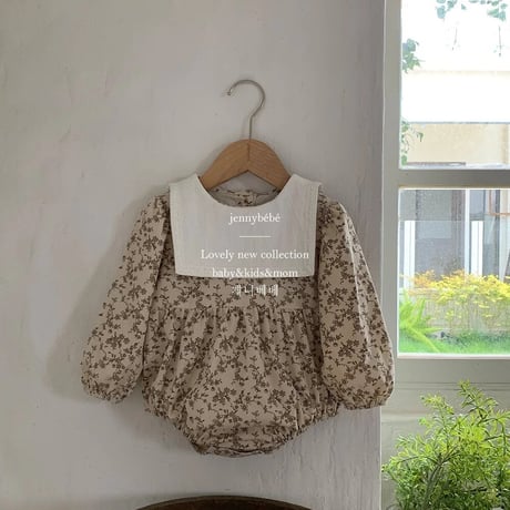 jennybebe スクエアネックシック花柄ロンパース(4019)