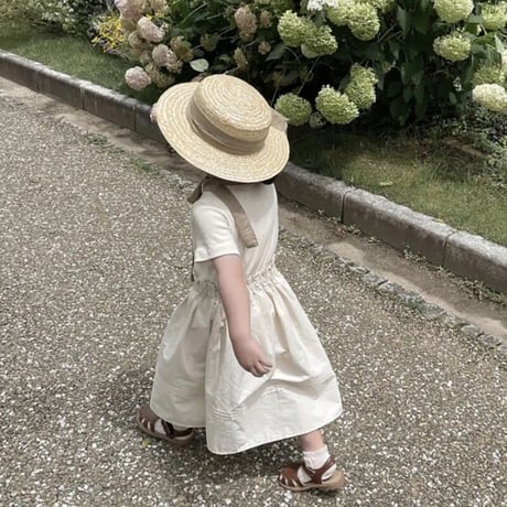 kids 淡色リブ切り替えフレアワンピース(3024)