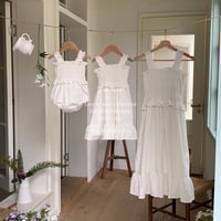 姉妹お揃いwhiteシャーリングキャミロンパースorワンピース(1183)