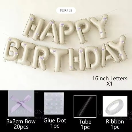 6color HAPPY BIRTHDAYリボン付きバルーン(1702)