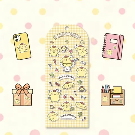 即納◆gingham checkキャラクターふっくらシール(1821)