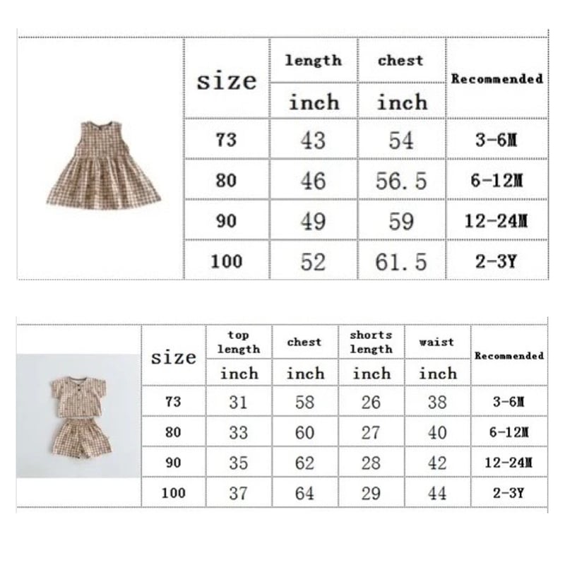 くま×ブラウンチェックワンピースorセットアップ(588) | こどもふく