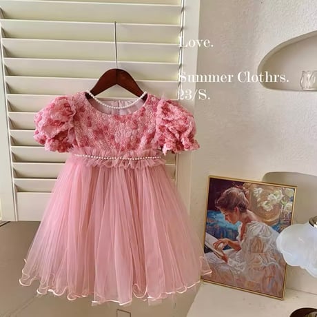 kids pink/purple ローズたっぷりチュールドレス(1137)