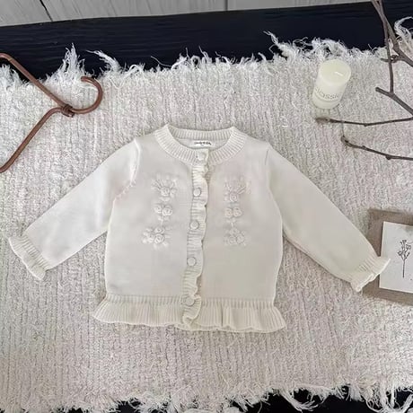 momo babyblue/ivory hemメローニットカーディガン(1405)