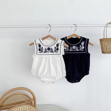 ノースリーブボヘミアン刺繍ロンパース(1598)