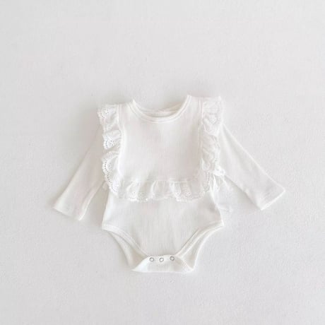 即納あり✩レースベストワッフルロンパース(1776)