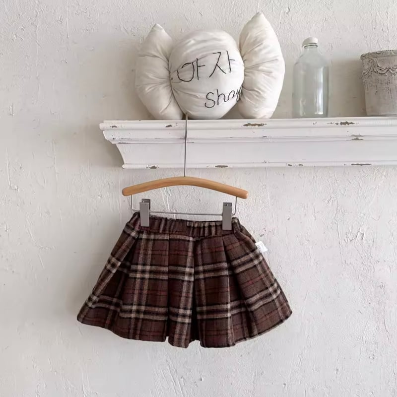 秋冬ブラウンチェックスカート(982) | こどもふく🧸mocokids
