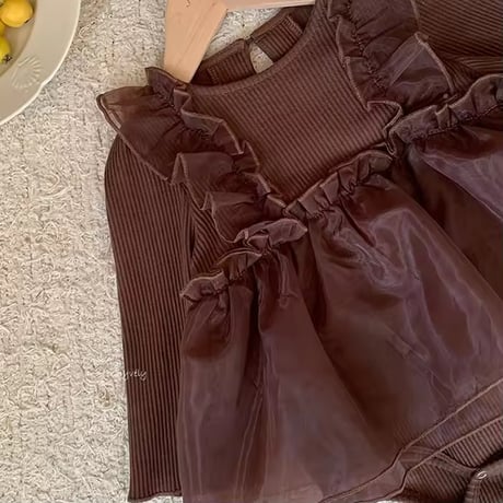 jennybebe chocolateシフォンチュールスカートロンパース(1172)
