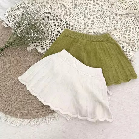 green/white ラインニットスカート(2019)