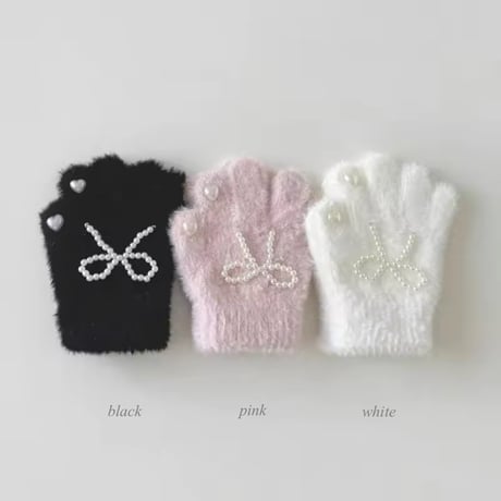 perl ribbon×heart 手袋(782)