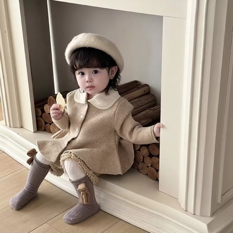 beige/red ペプラムニットショートパンツセットアップ(835)