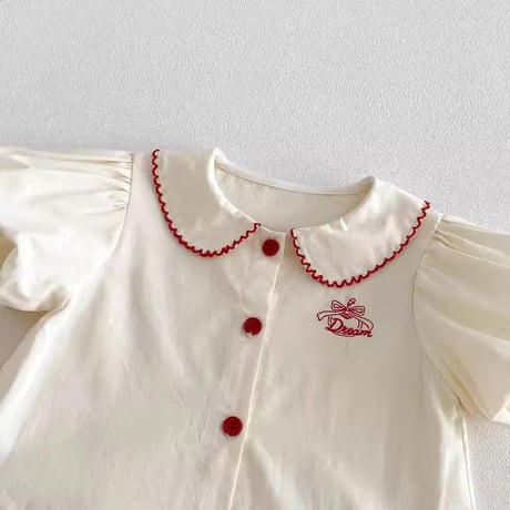レッド刺繍ダブルフリルシャツワンピース(2157)