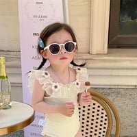 kids マーガレット刺繍フロントフリルレースswim wear(3045)