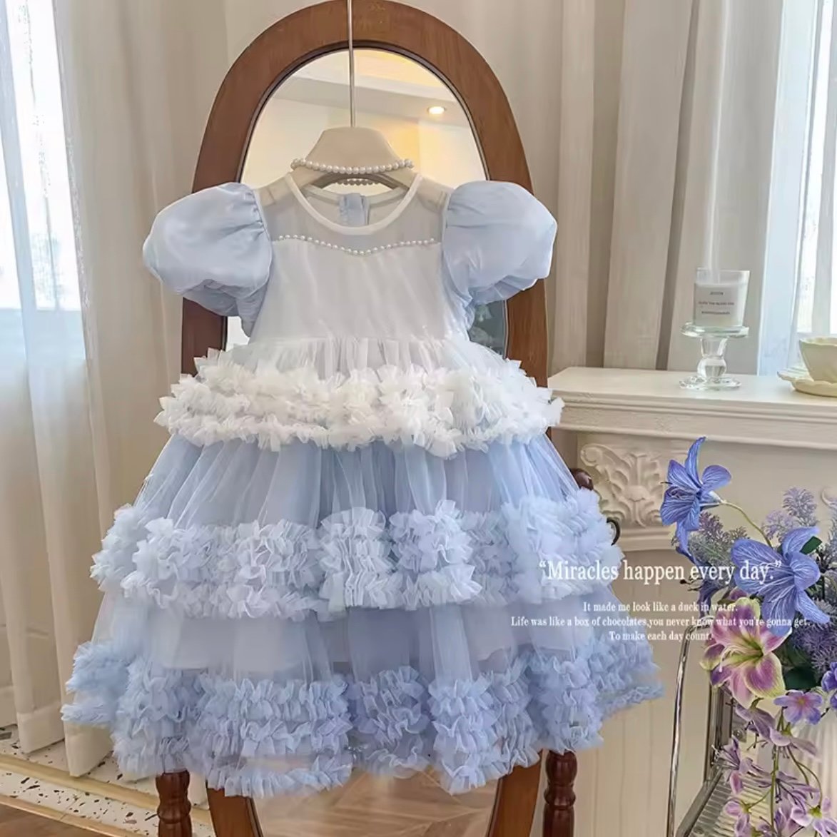 水色 チュチュドレス 12着セット kids blueグラデーショントリプルチュチュドレス(1857) | こどもふく