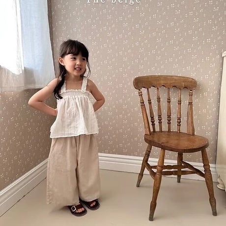 即納【The Beige】linen long skirt pants(2756)