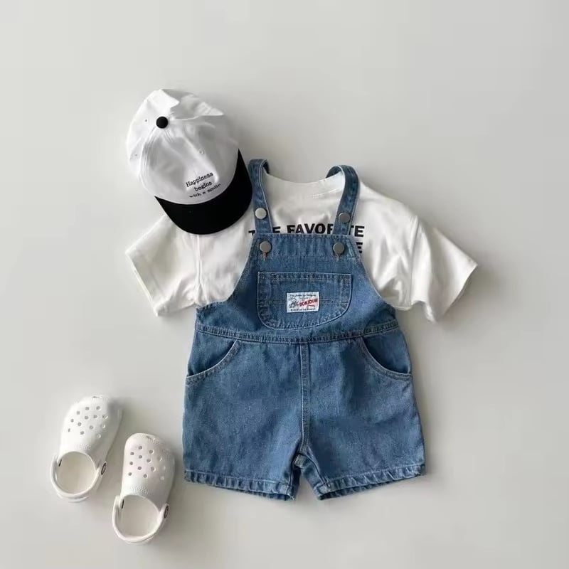 blue/beige フロントタグデニムサロペット(2259) | こどもふく🧸mocokids