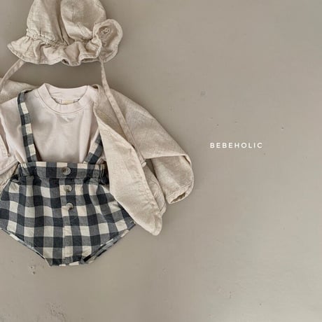 即納【bebeholic】check suspenders bloomers(b55)