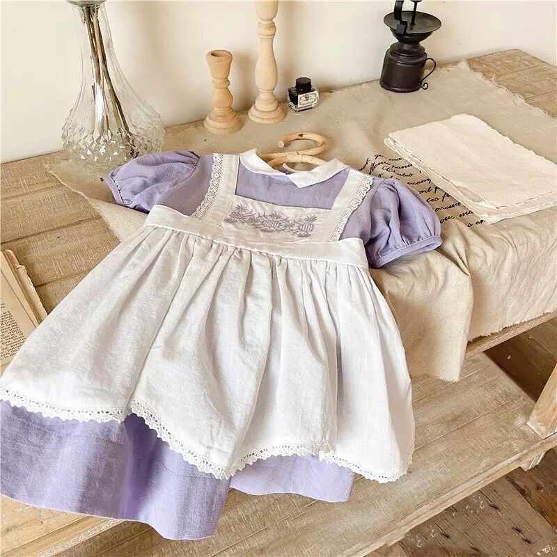 パープル襟付きエプロンワンピース(1763) | こどもふく🧸mocokids