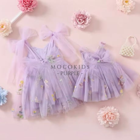 9color flower gardenキャミトリプルリボンチュールドレス(526)