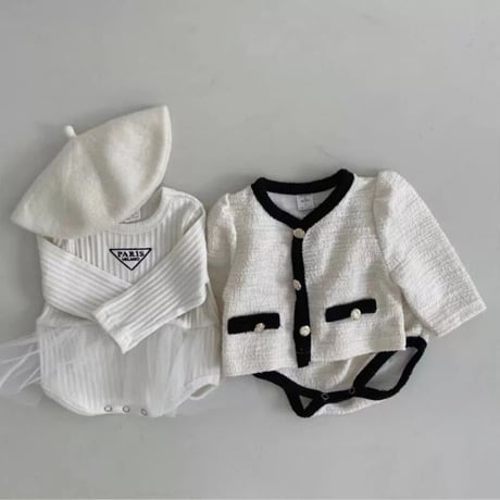 PARISモノトーンリブチュールロンパース(2362)