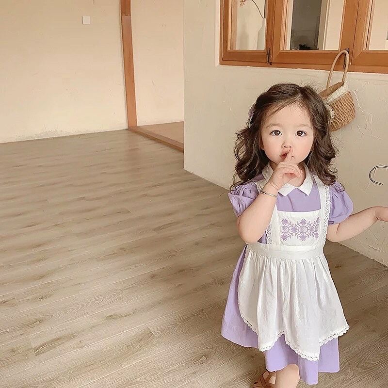 パープル襟付きエプロンワンピース(1763) | こどもふく🧸mocokids