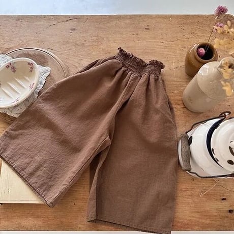 即納【The Beige】linen long skirt pants(2756)