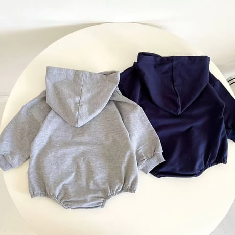 gray×navy NYCパーカーロンパース(1001)