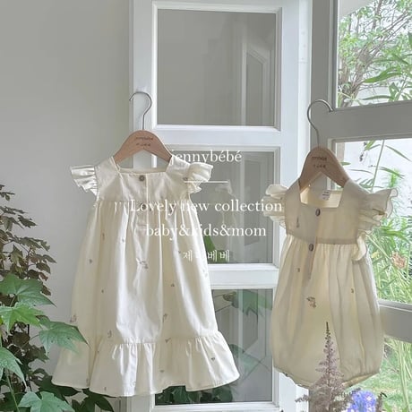 jennybebe 姉妹お揃いエンブロイダリーpetitフラワーロンパースorワンピース(3138)