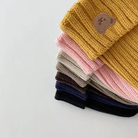 7color くま刺繍ニット帽(1893)