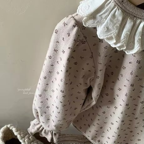 即納あり◆jennybebe 姉妹お揃いコットンフリルレース小花柄トップスorロンパース(743)