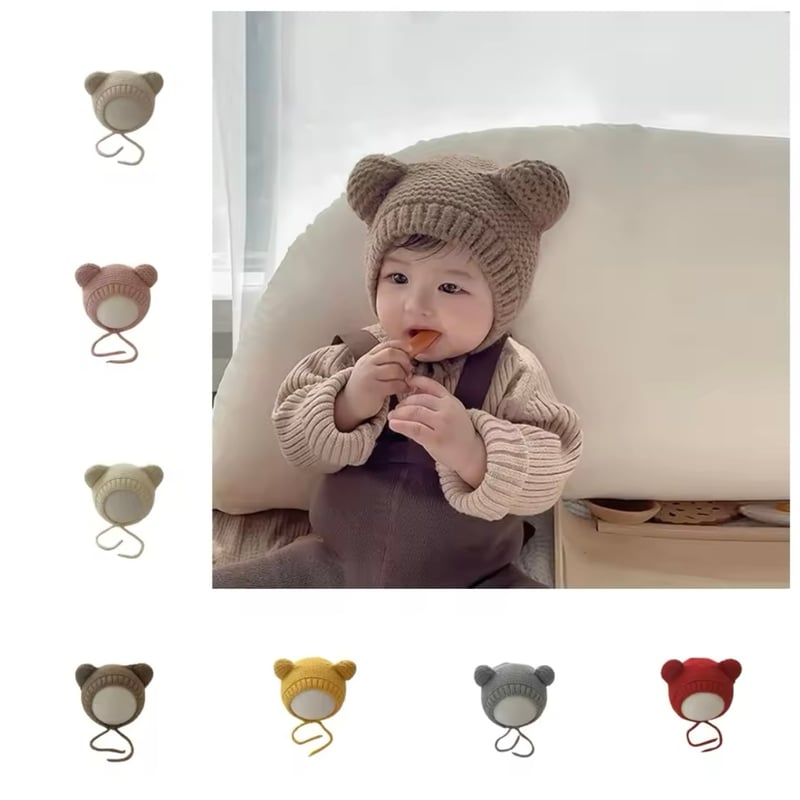 8color くま耳かぎ針編みニットボンネット(708) | こどもふく