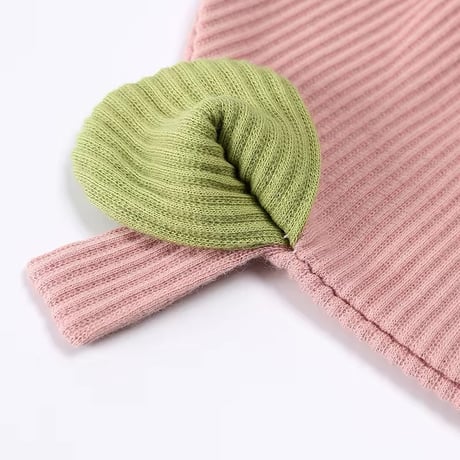 5color 葉っぱ付きリブボンネット(728)