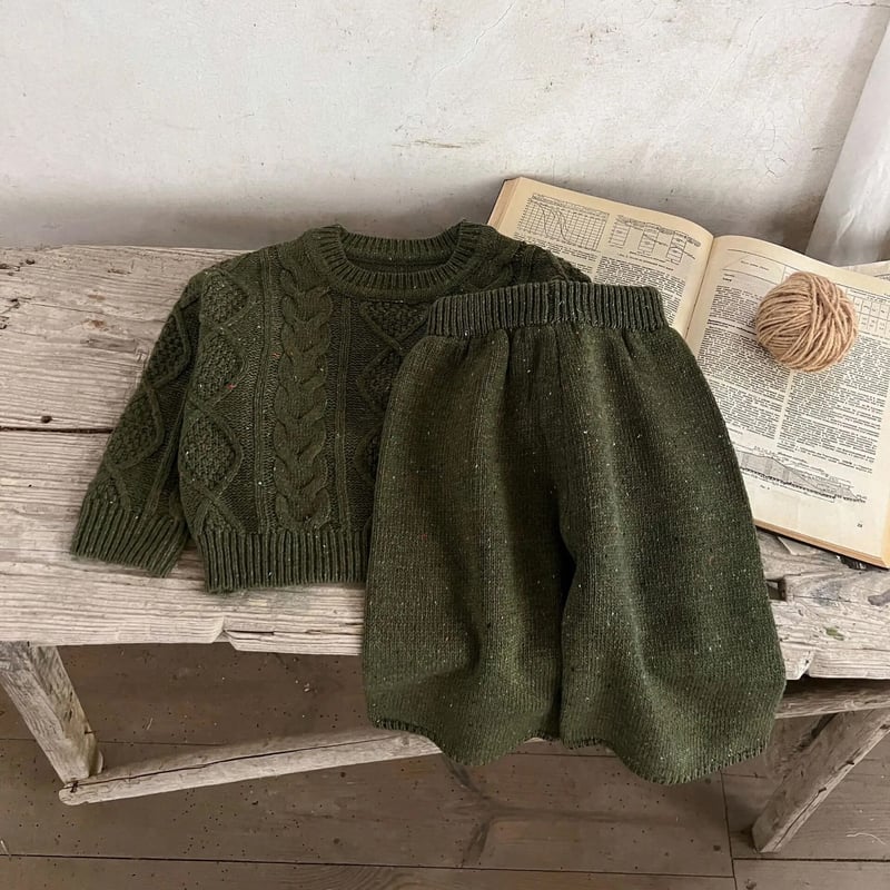 2color つぶつぶケーブルニットセットアップ(3366) | こどもふく